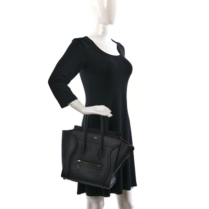 Celine Drummed Calfskin Micro Luggage Black 2 of 9