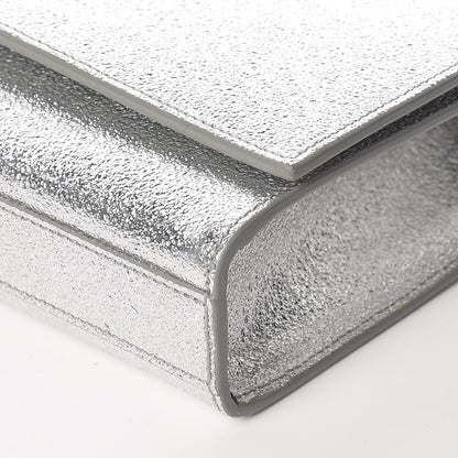 Saint Laurent Textured Metallic Calfskin Classic Monogram Cassandre Clutch Silver 6 of 9