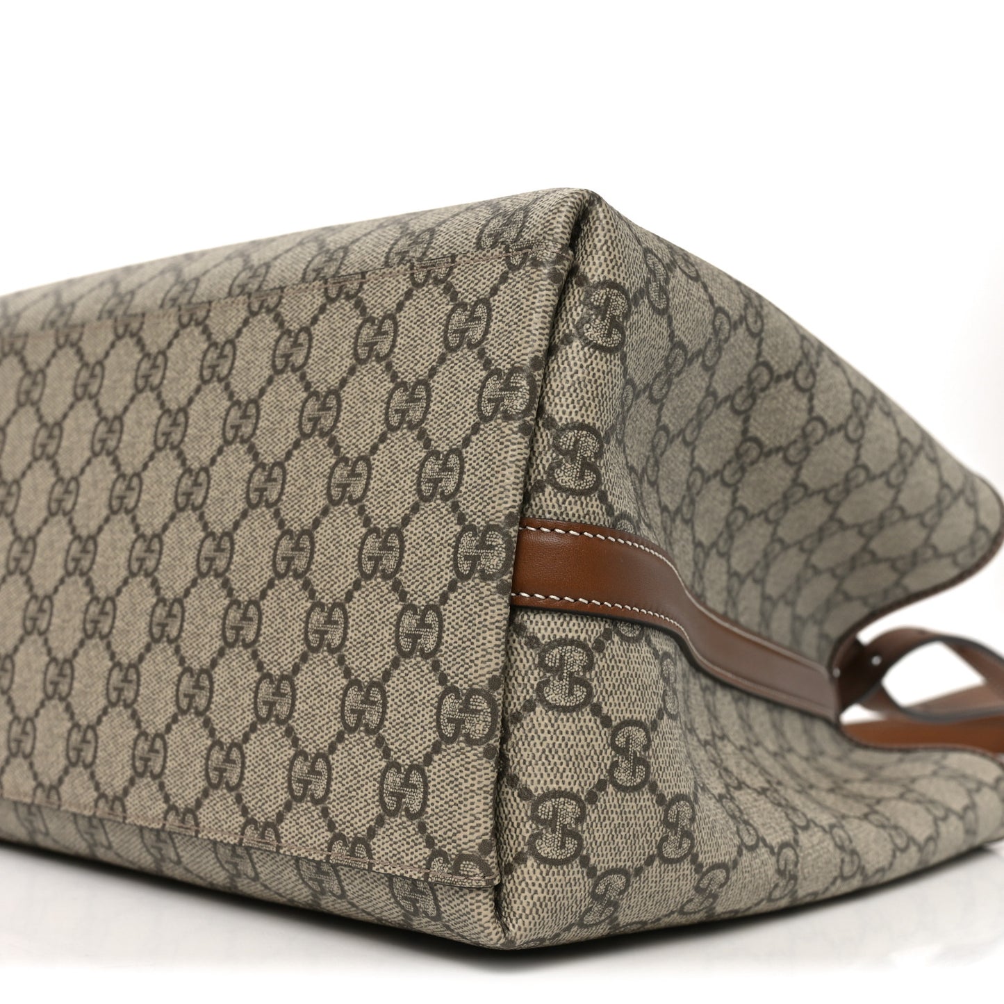 GG Supreme Monogram Emblem Large Tote Bag Beige Dark Brown