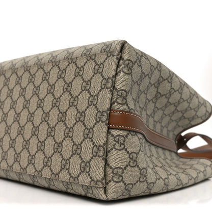 Gucci GG Supreme Monogram Emblem Large Tote Bag Beige Dark Brown 9 of 9