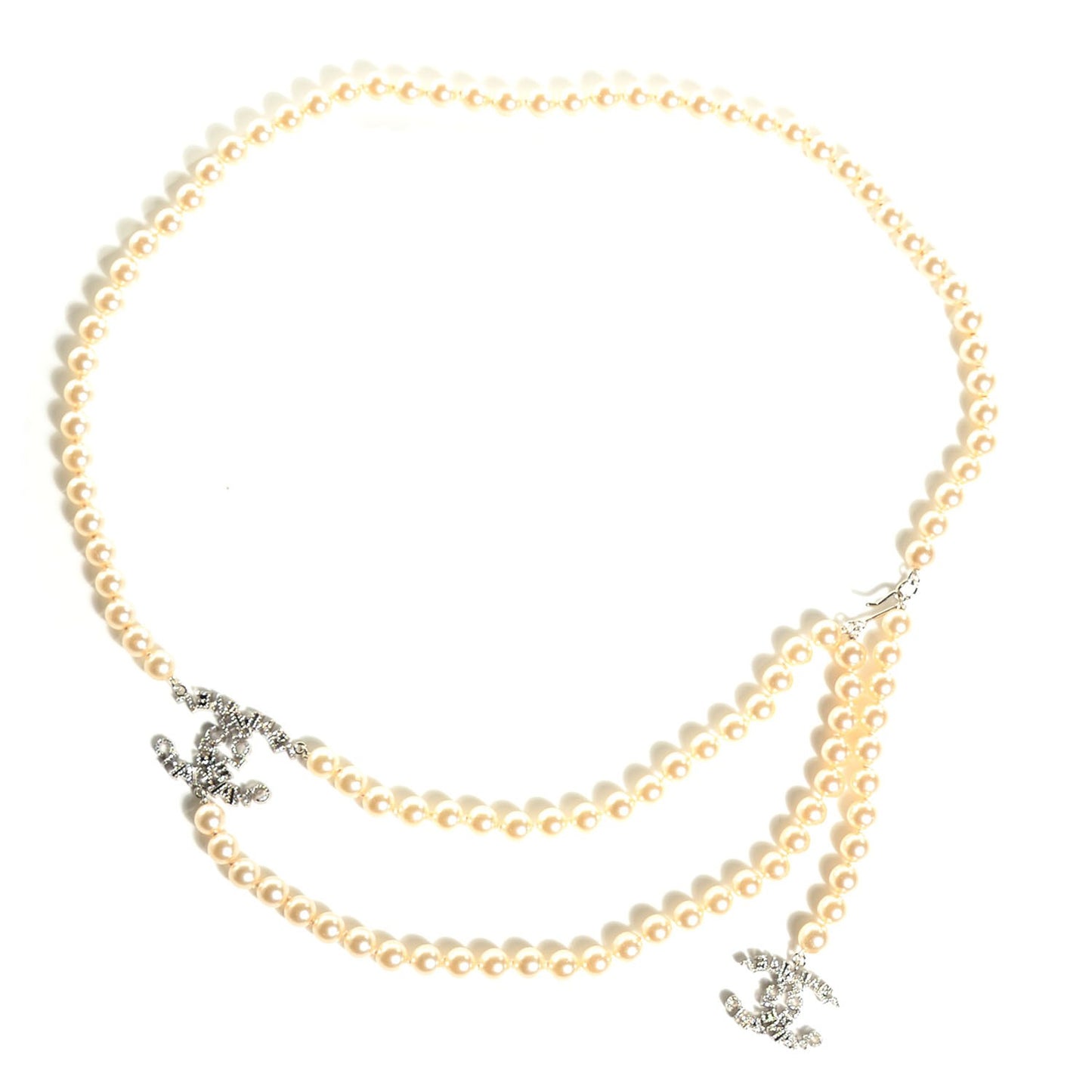 Crystal Pearl CC Belt Silver