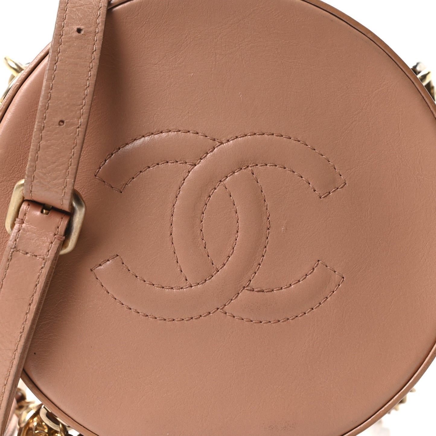 Calfskin Round As Earth Evening Bag Beige