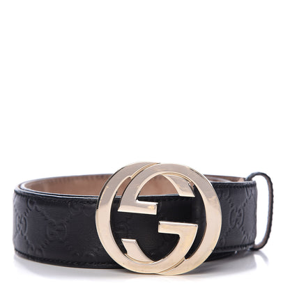 Gucci Guccissima Signature Interlocking G 40mm Belt 85 34 Black 1 of 12