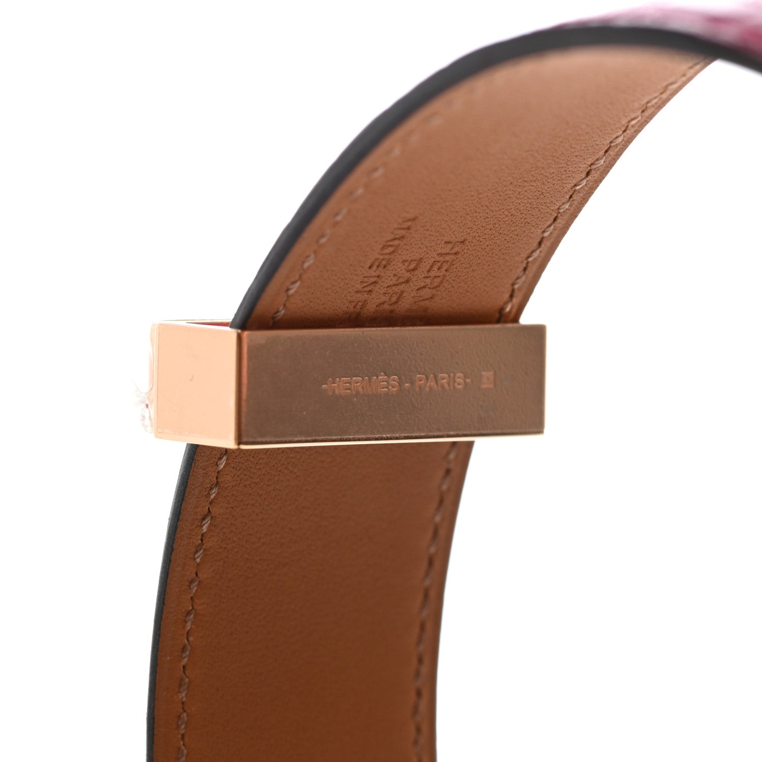 Hermes Shiny Alligator Collier de Chien CDC 24 Bracelet T3 Rose Scheherazade 6 of 6