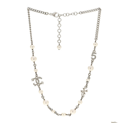 Chanel Crystal Pearl Star 5 CC Necklace Silver 3 of 6