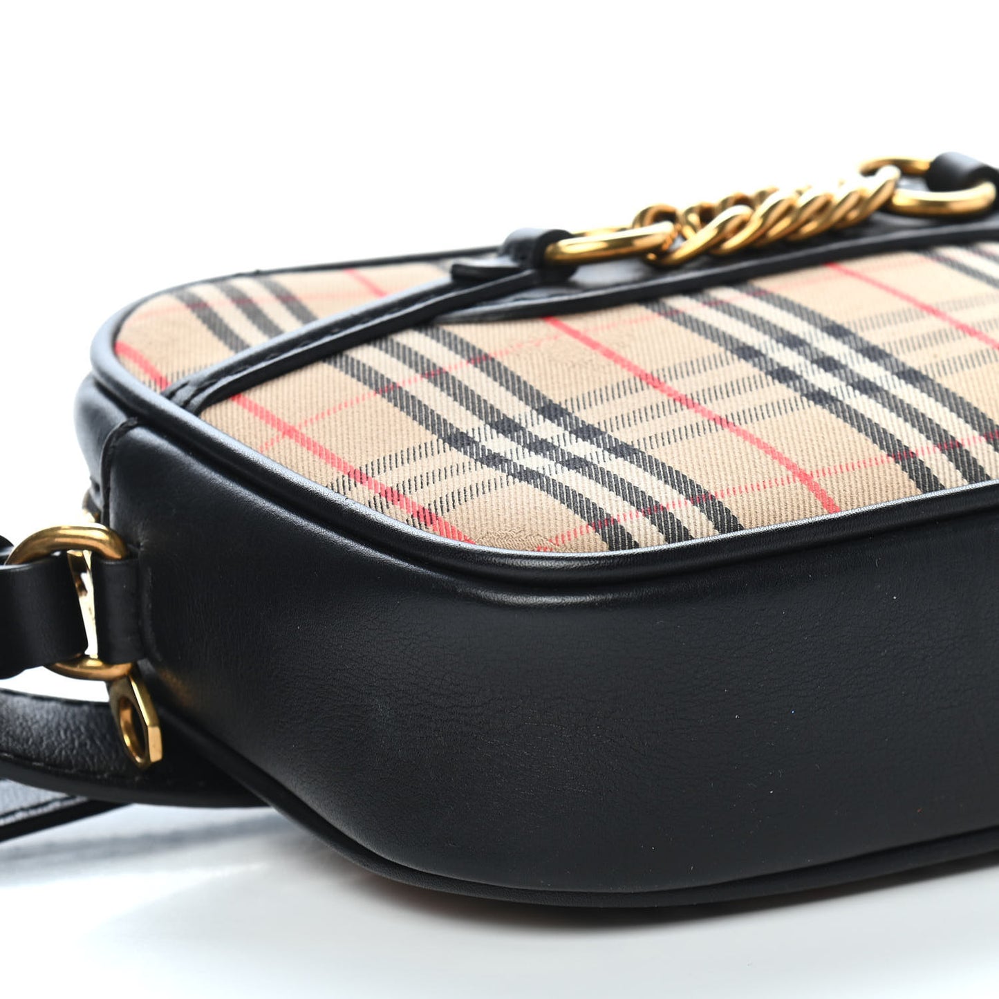 1983 Knight Check Smooth Calfskin Link Camera Bag Black