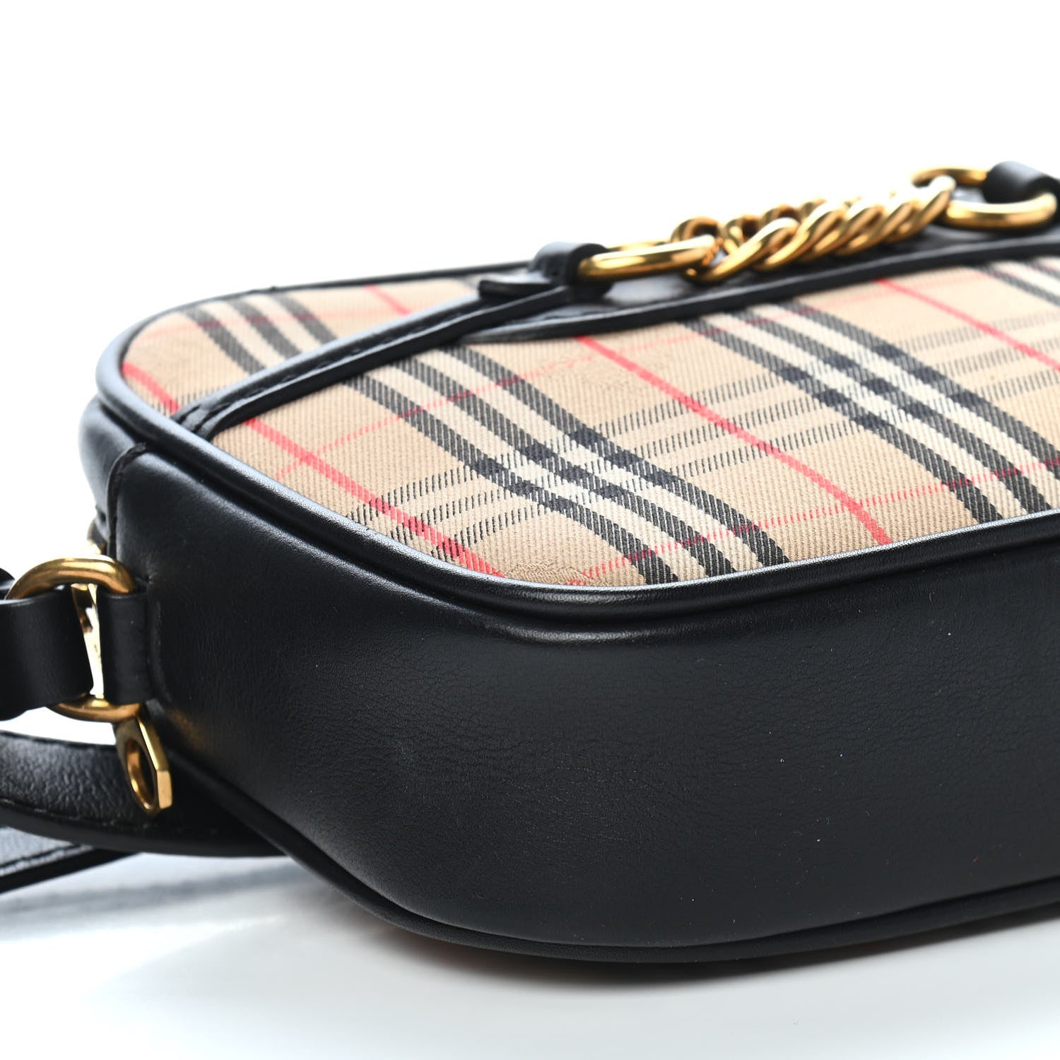 Burberry 1983 Knight Check Smooth Calfskin Link Camera Bag Black 5 of 8