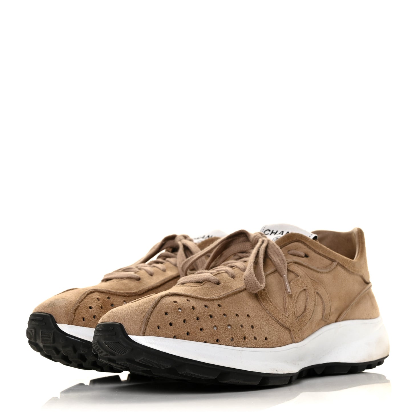 Suede Goatskin CC Sneakers 40.5 Dark Beige
