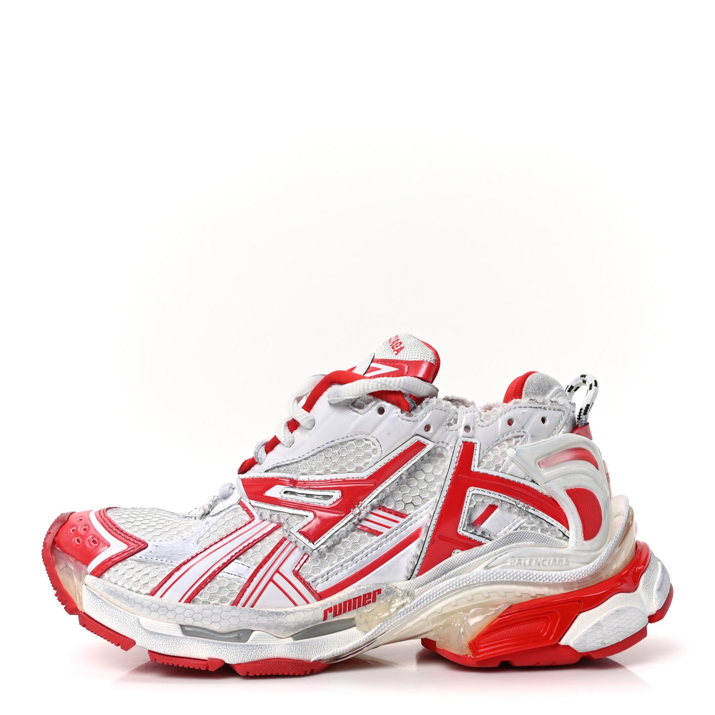 Mesh Rubber Bi-Color Mens Runner Sneakers 41 Red White