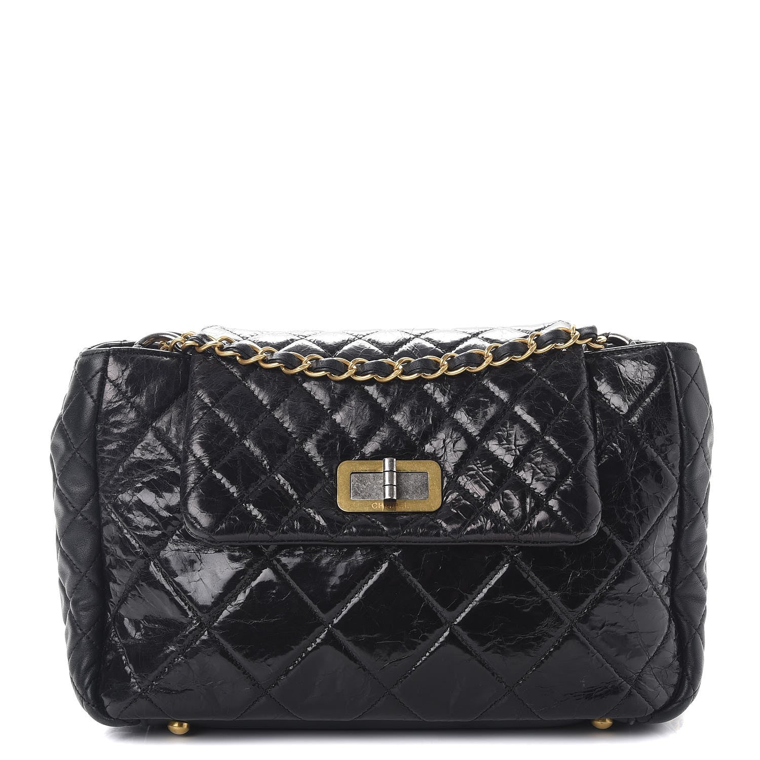 Chanel Glazed Crinkled Calfskin Medium East West Flap Black 1 of 10