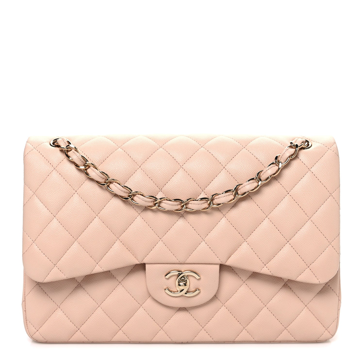 Chanel Caviar Quilted Jumbo Double Flap Light Beige 1 of 10