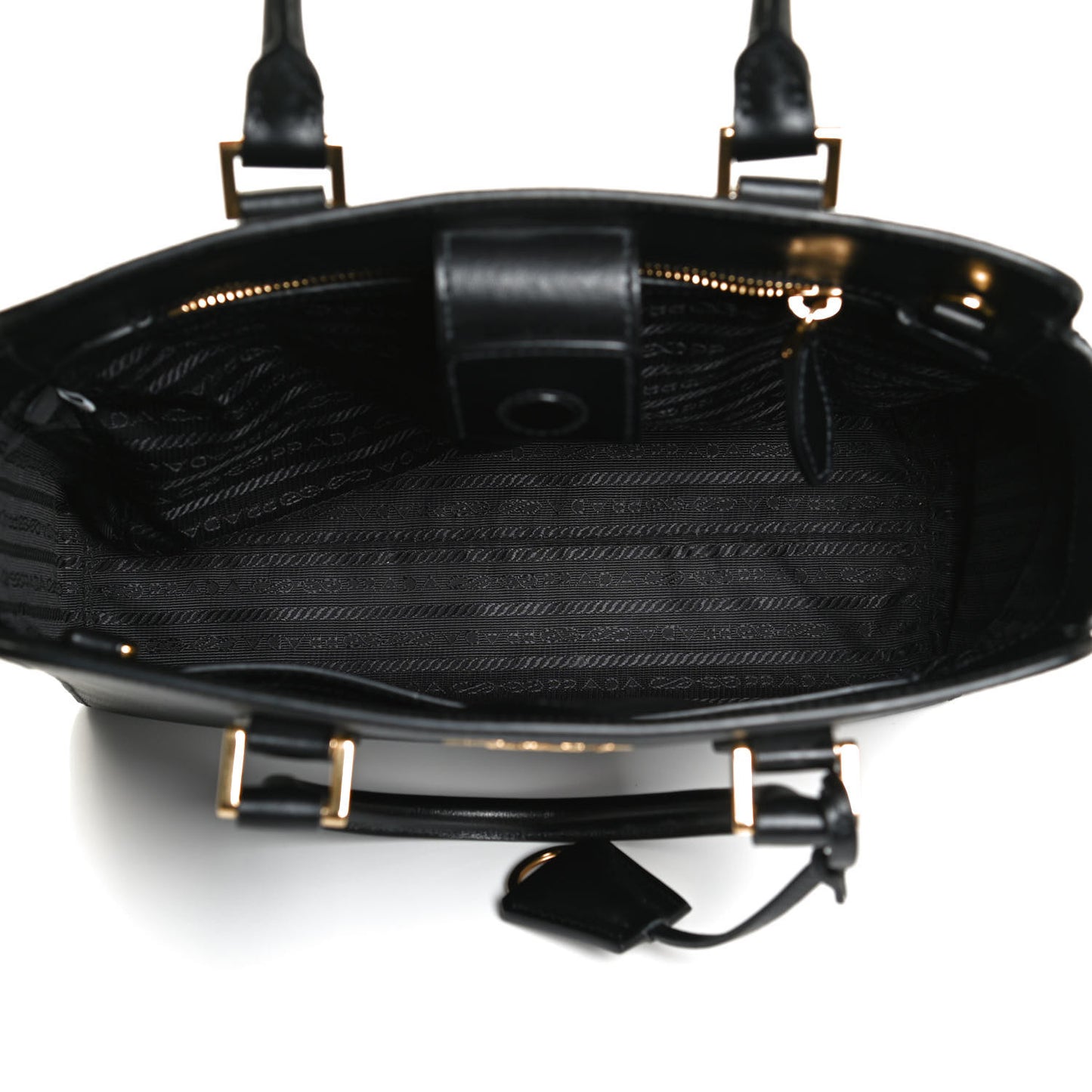 Saffiano Soft Calfskin Small Zippered Tote Black