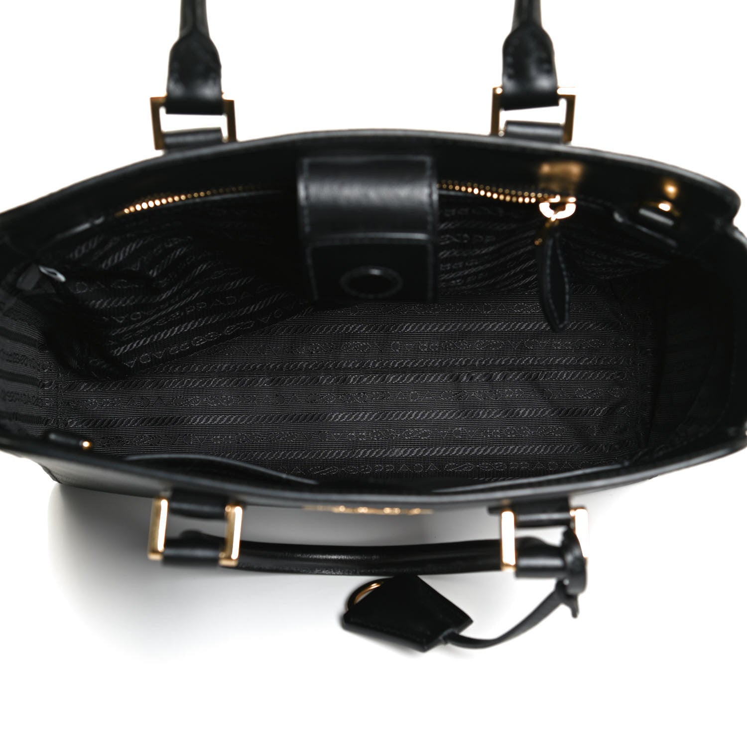 Prada Saffiano Soft Calfskin Small Zippered Tote Black 4 of 9