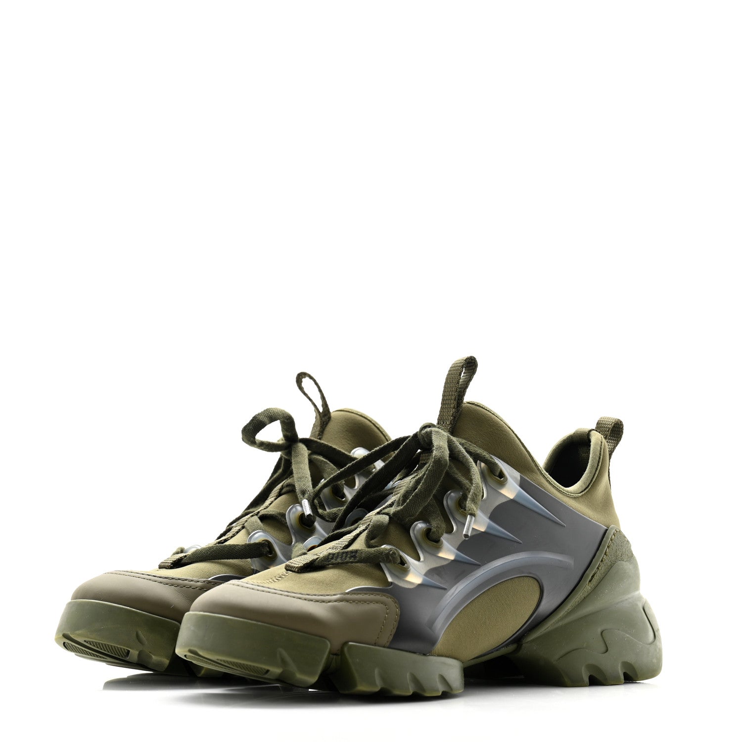 Christian Dior Neoprene Rubber Womens D-Connect Sneakers Kaki 3 of 8