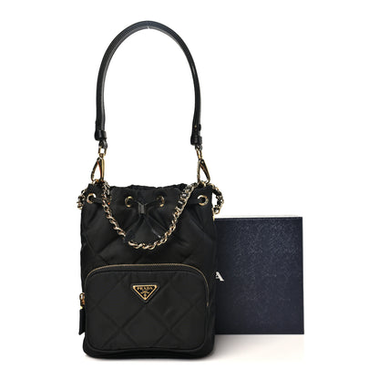 Prada Re-Nylon Saffiano Stitched Re-Edition 1995 Chaine Drawstring Bucket Bag Black 10 of 10