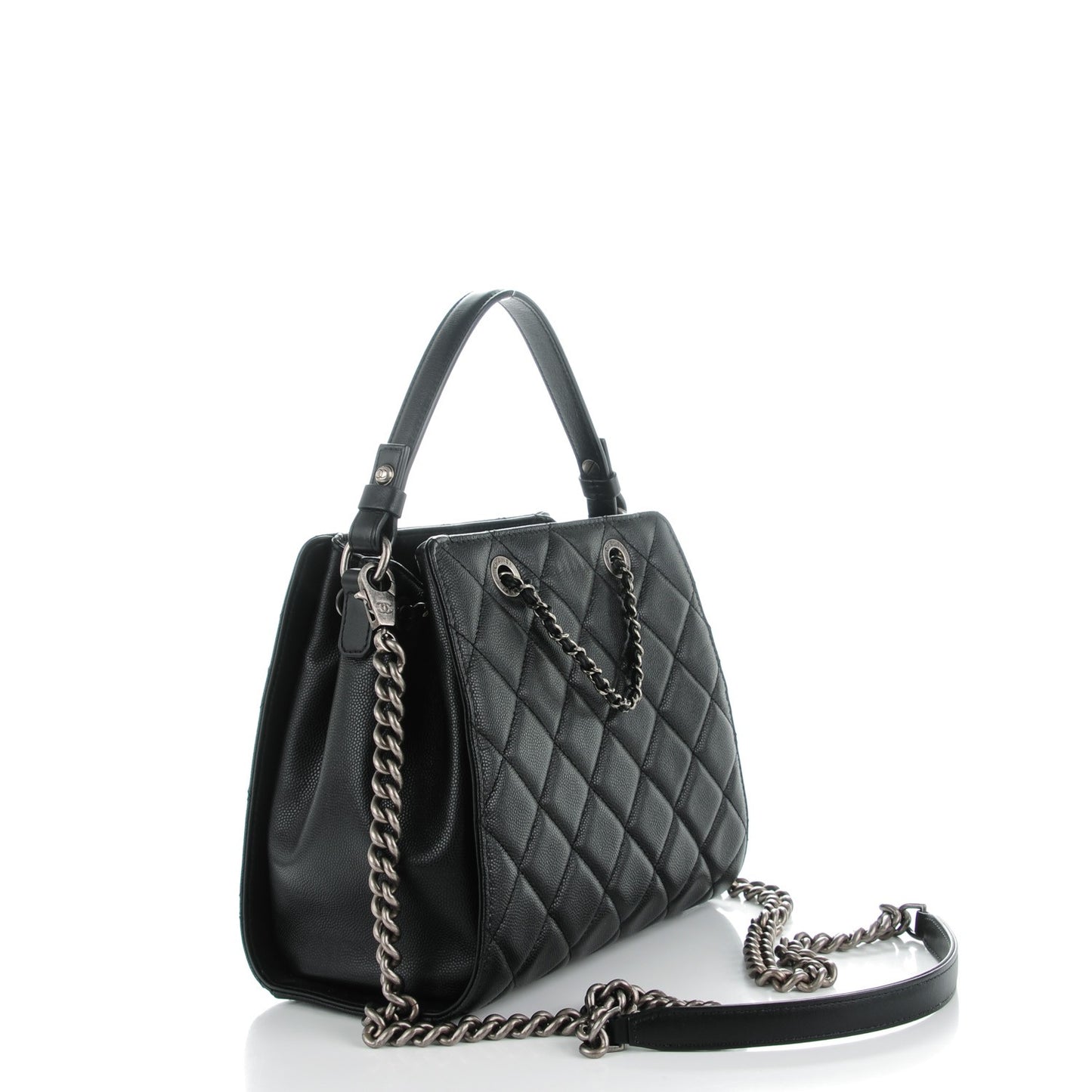 Caviar Quilted Small CC Bucket Bag Black