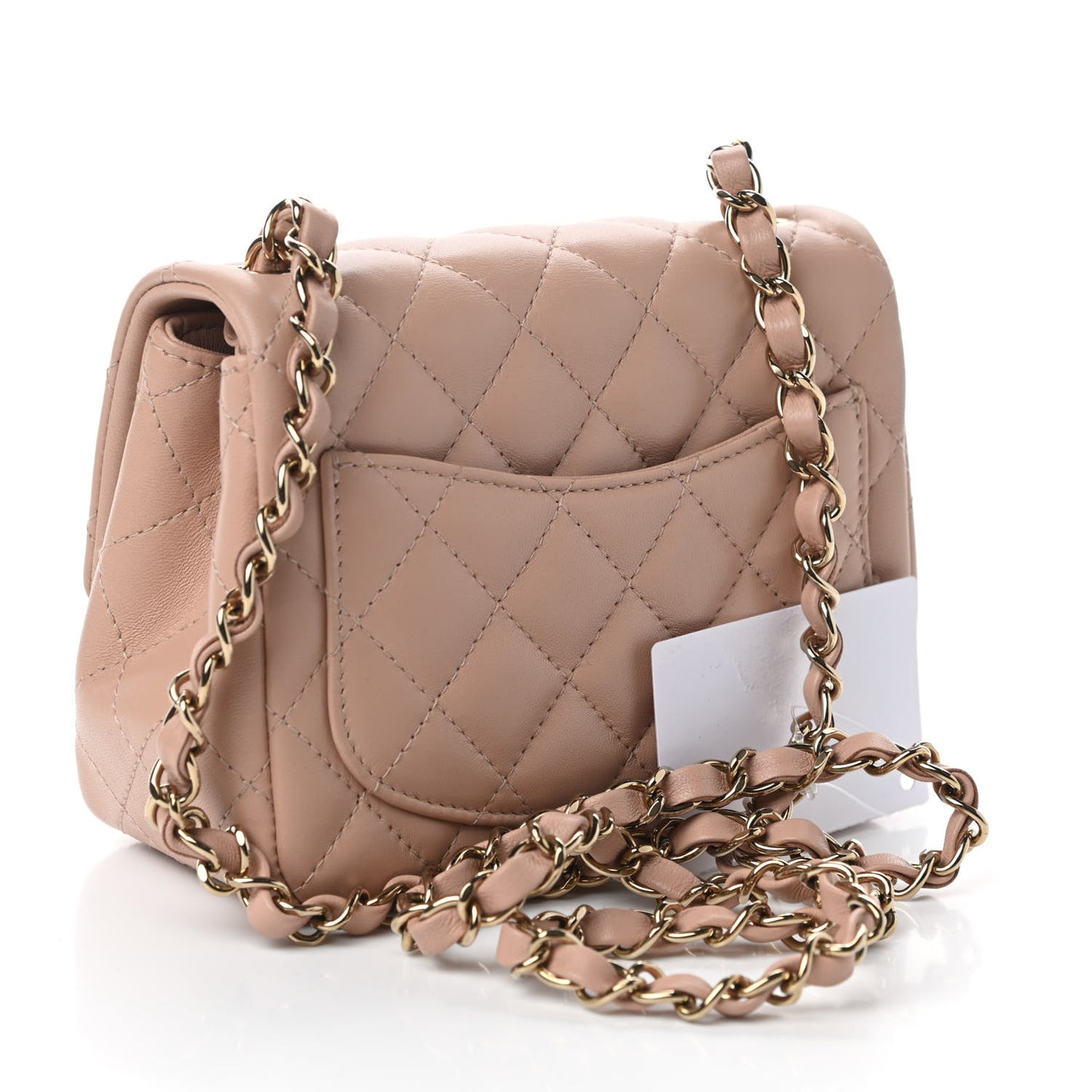 Lambskin Quilted Mini Square Flap Beige