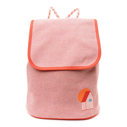 Hermes H Canvas Embroidered Les Cabanes Backpack Orange Feu 1 of 11