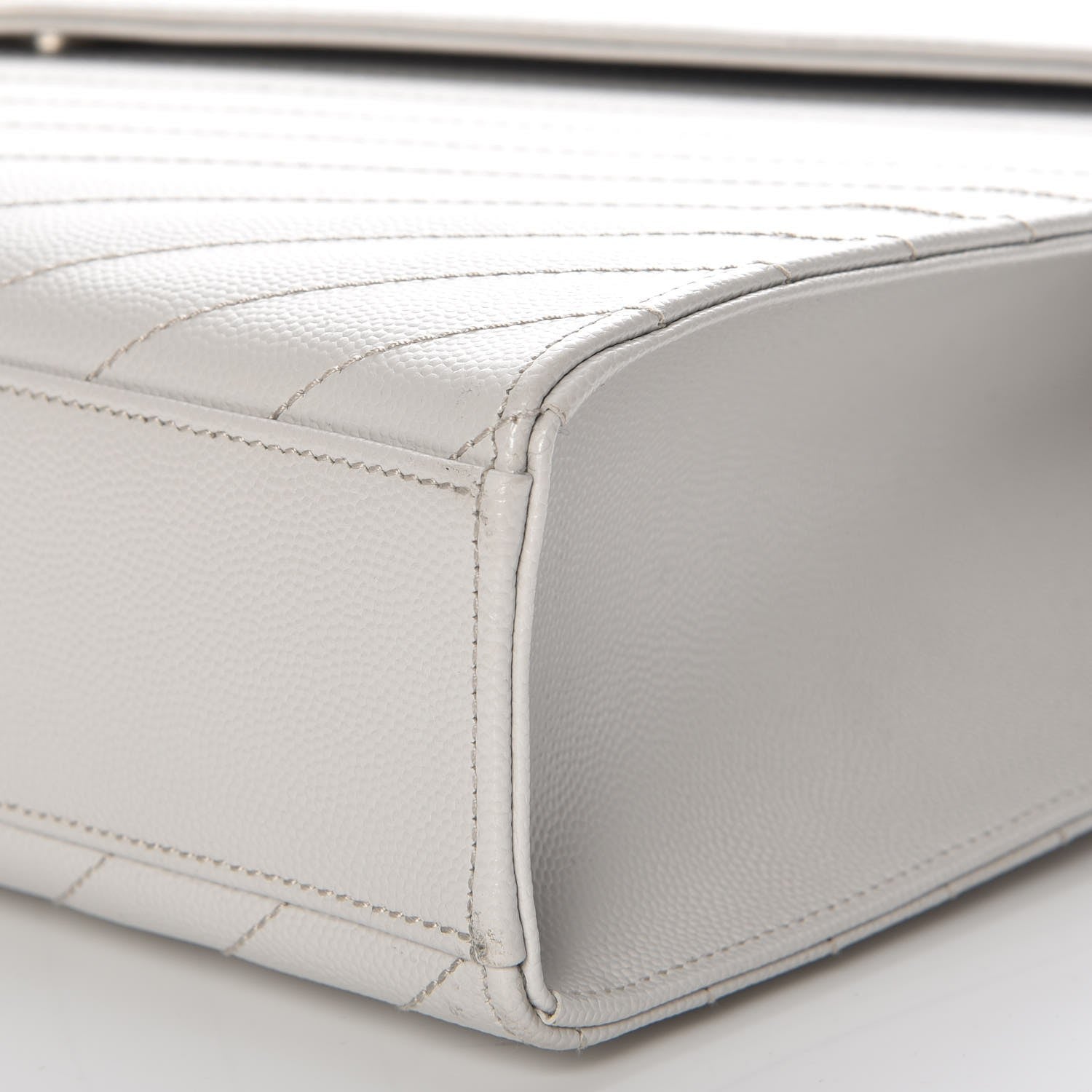 Saint Laurent Grain De Poudre Matelasse Chevron Large Monogram Satchel Light Grey 10 of 10