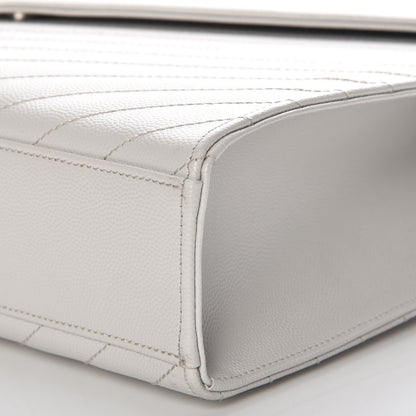 Saint Laurent Grain De Poudre Matelasse Chevron Large Monogram Satchel Light Grey 10 of 10