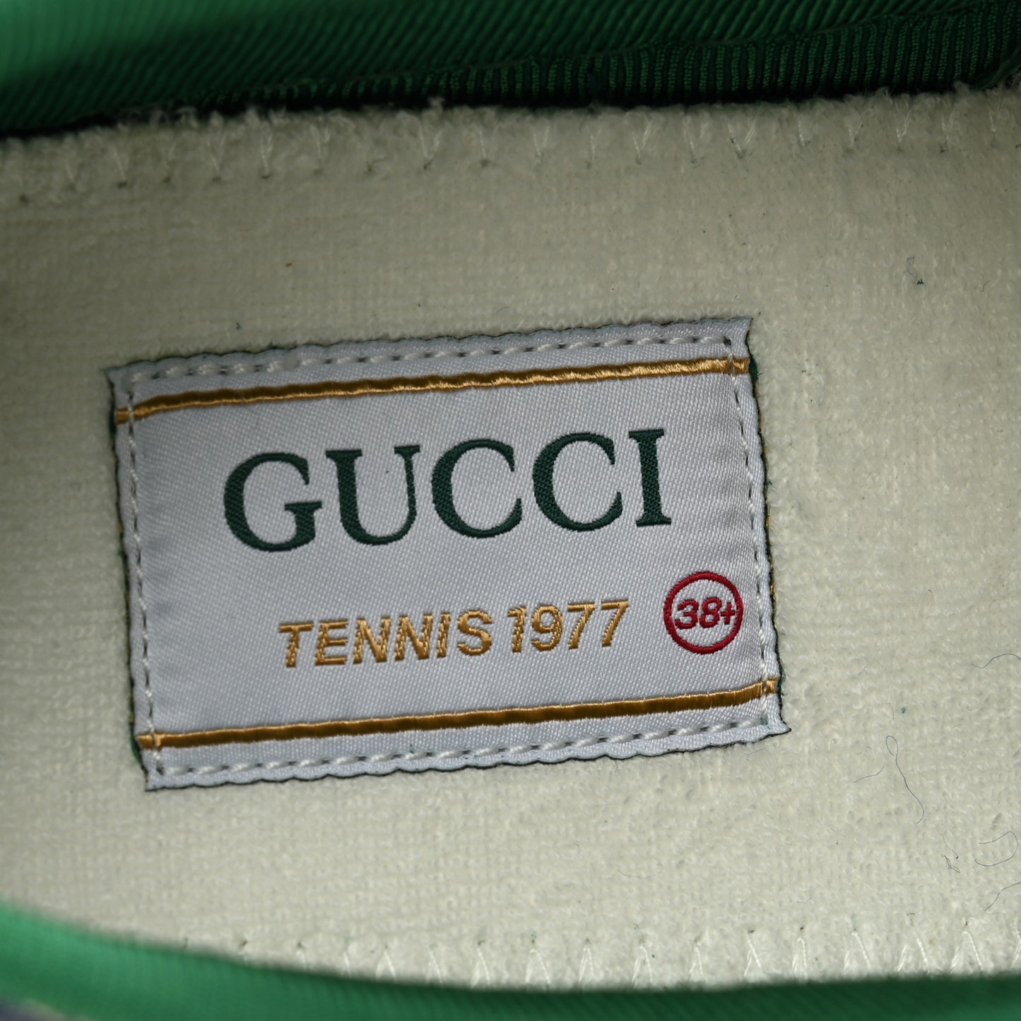 New Denim GG Monogram Web Womens 1977 Tennis Sneakers 38.5 Blue Tea Mystic White