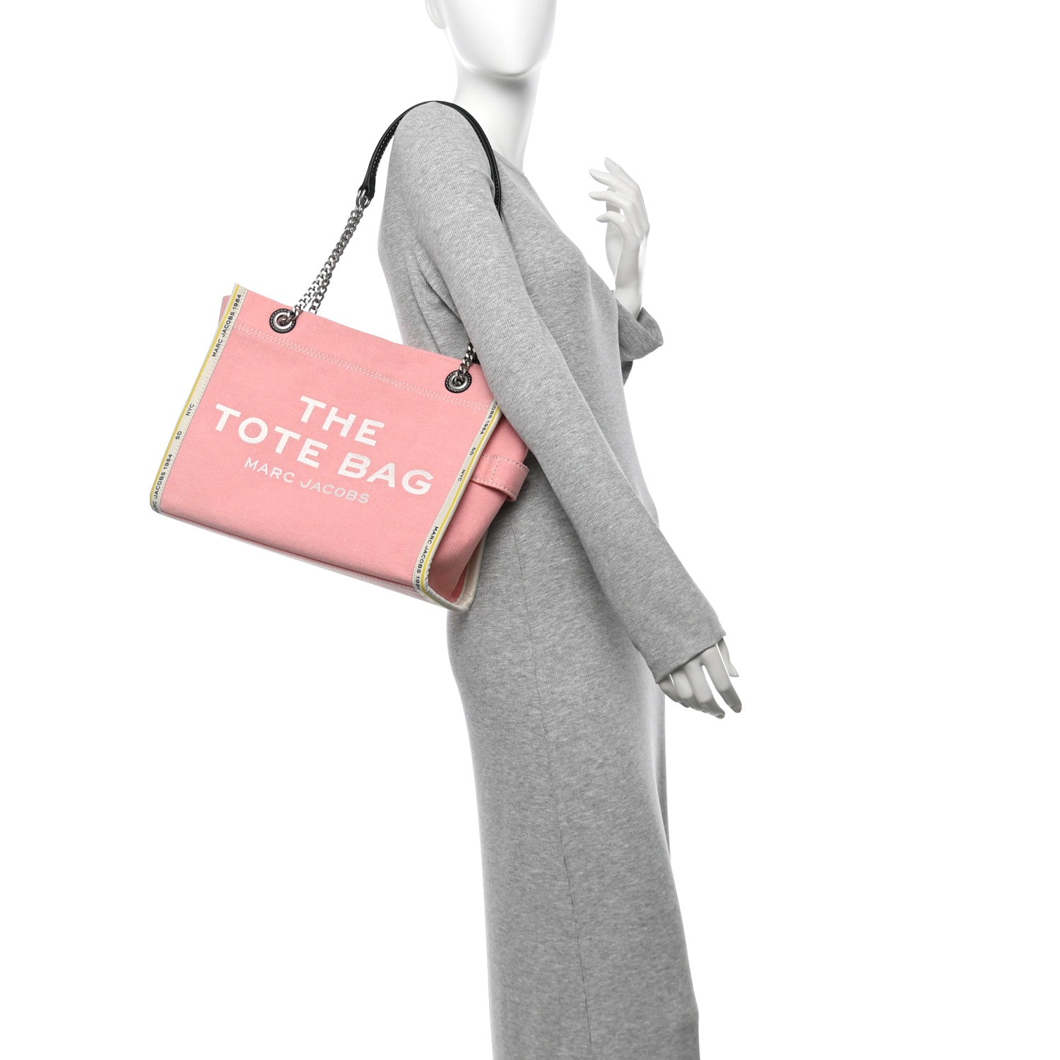 Marc Jacobs Denim Canvas Medium Chain Bag Ribbon Pink 2 of 11