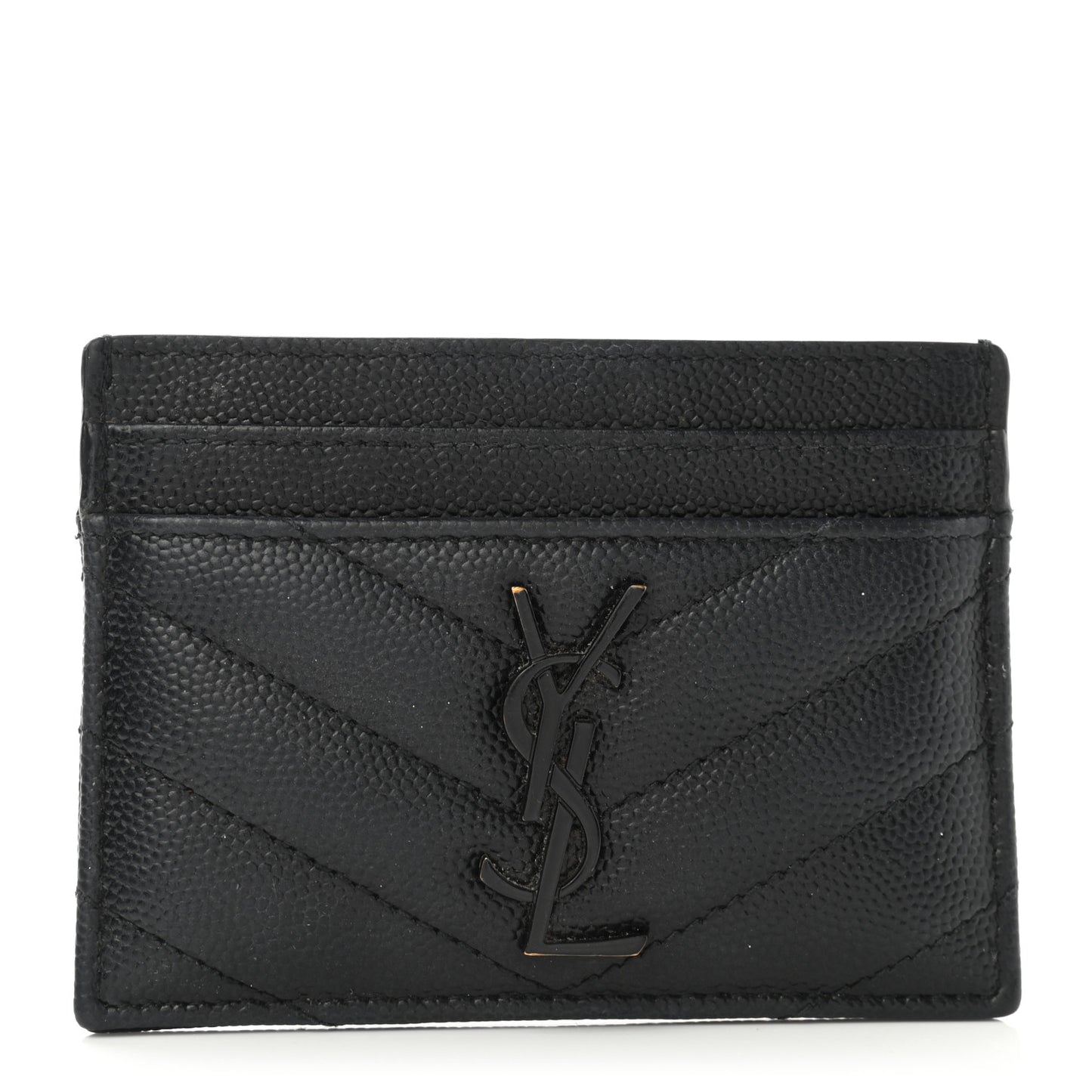 Grain De Poudre Matelasse Chevron Monogram Credit Card Case Black