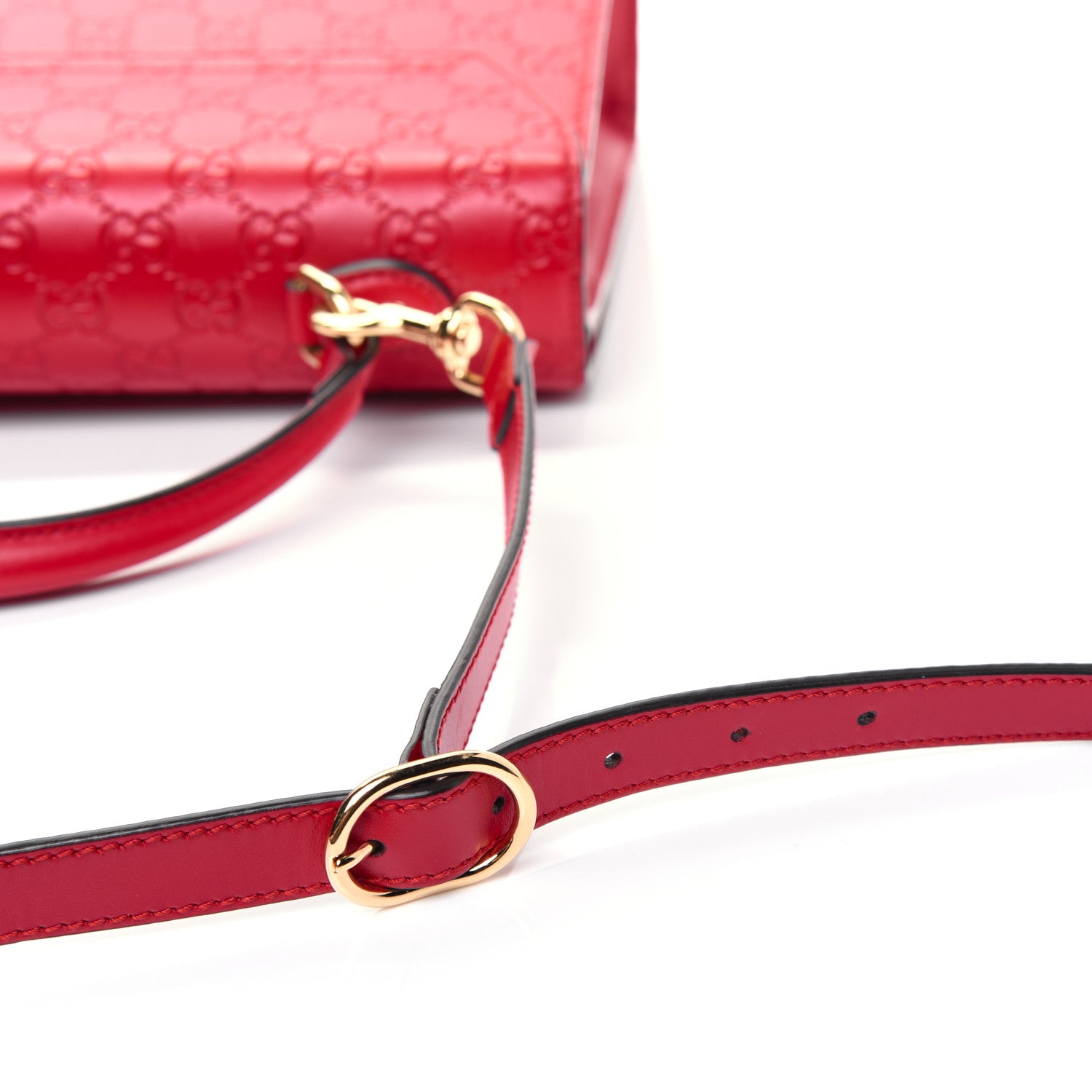Gucci Guccissima Signature Medium Padlock Top Handle Bag Hibiscus Red 31 of 33