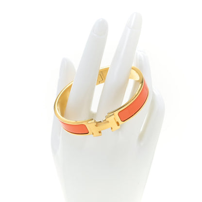 Hermes Enamel Narrow Clic Clac H Bracelet GM Orange 2 of 8