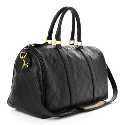 Chanel Calfskin Diamond Stitched Duffle Bag Black 2 of 13