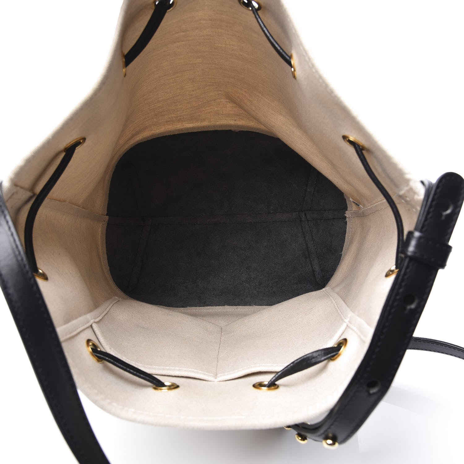 Mansur Gavriel Canvas Calfskin Bucket Bag Creme Black 4 of 10