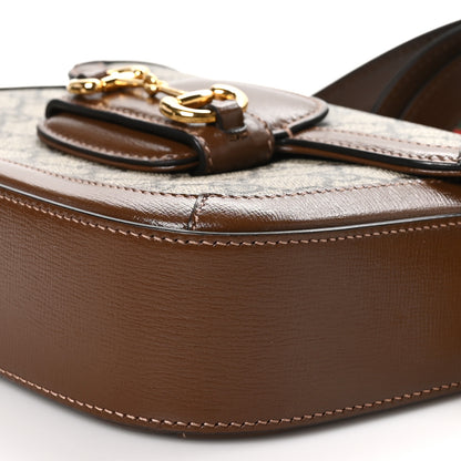 Gucci GG Supreme Monogram Web Mini Horsebit 1955 Shoulder Bag Beige Brown Sugar 10 of 11