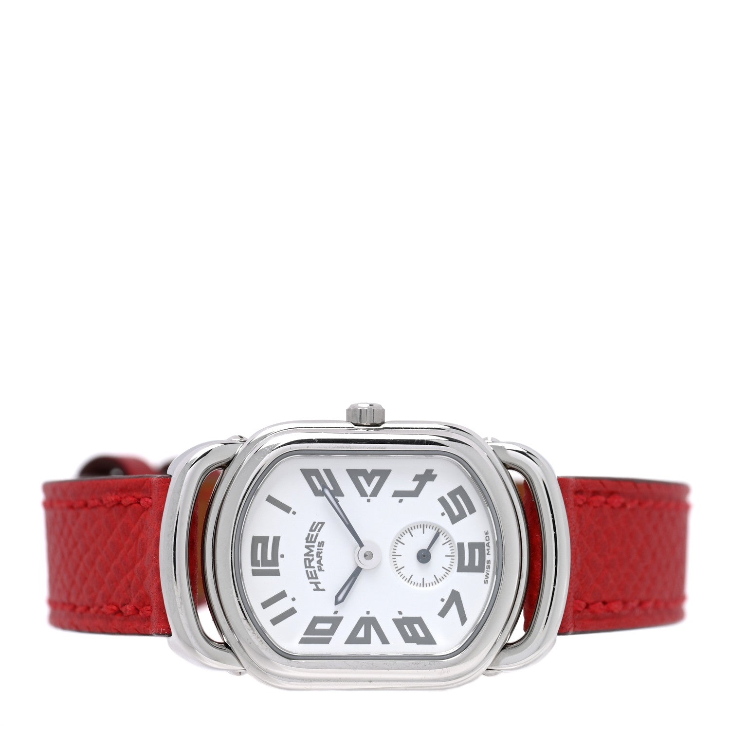 Hermes Stainless Steel Epsom 20mm Rallye Quartz Watch Rouge 2 of 4
