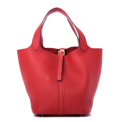 Hermes Taurillon Clemence Picotin Lock 22 MM Rouge De Coeur 1 of 9