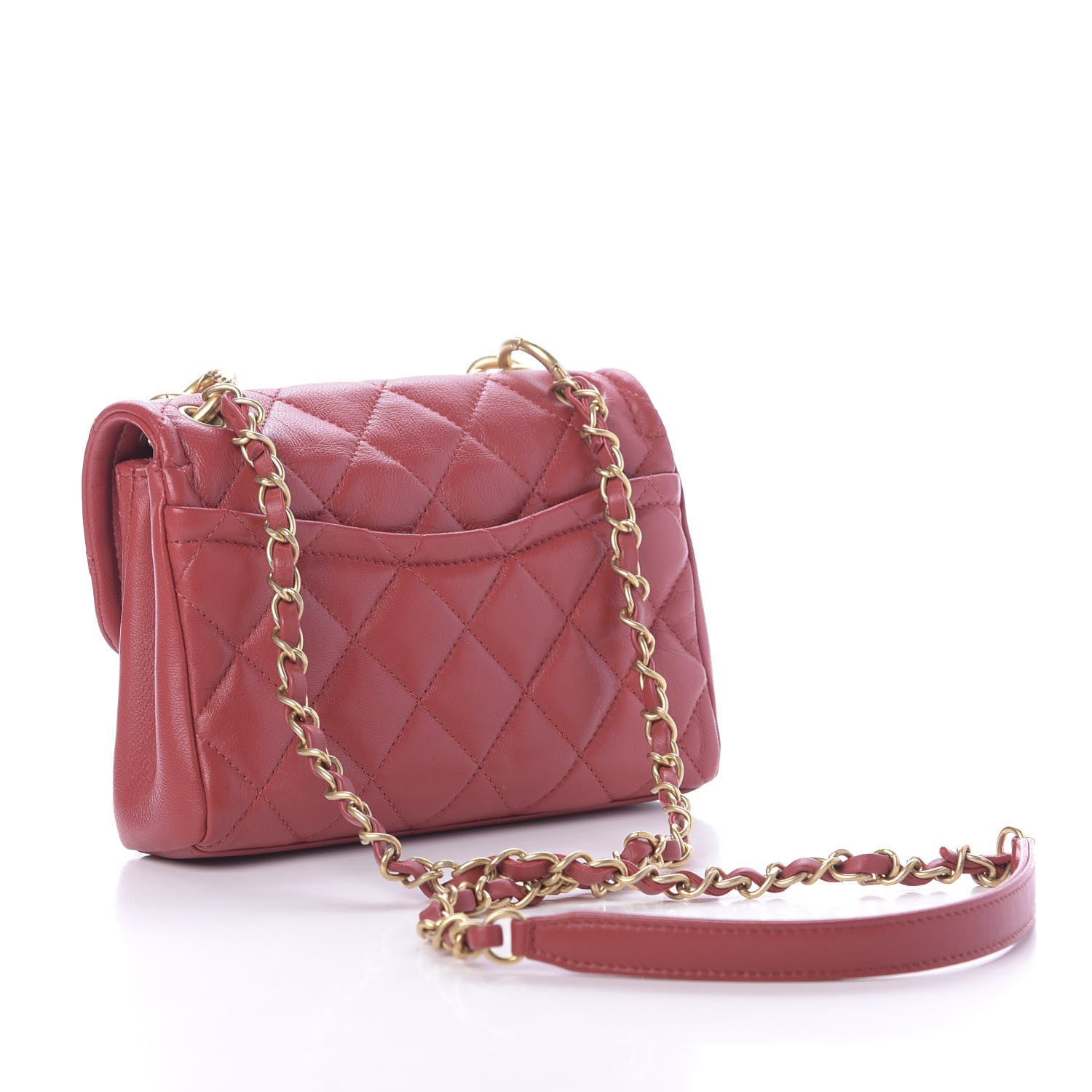 Chanel Lambskin Quilted Chain Linked In Flap Bag Red 3 of 11