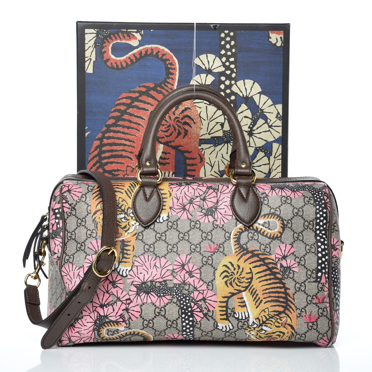 Gucci GG Supreme Monogram Bengal Medium Boston Beige PInk 13 of 13