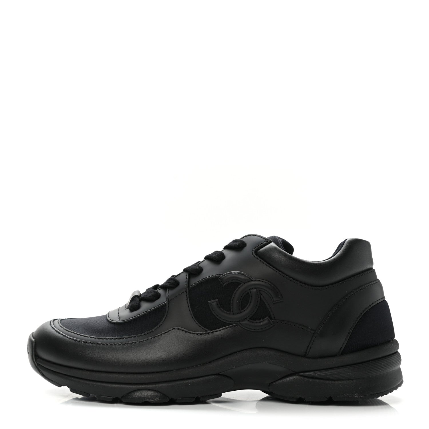 Chanel Lambskin Fabric CC Sneakers 39 Black 1 of 8