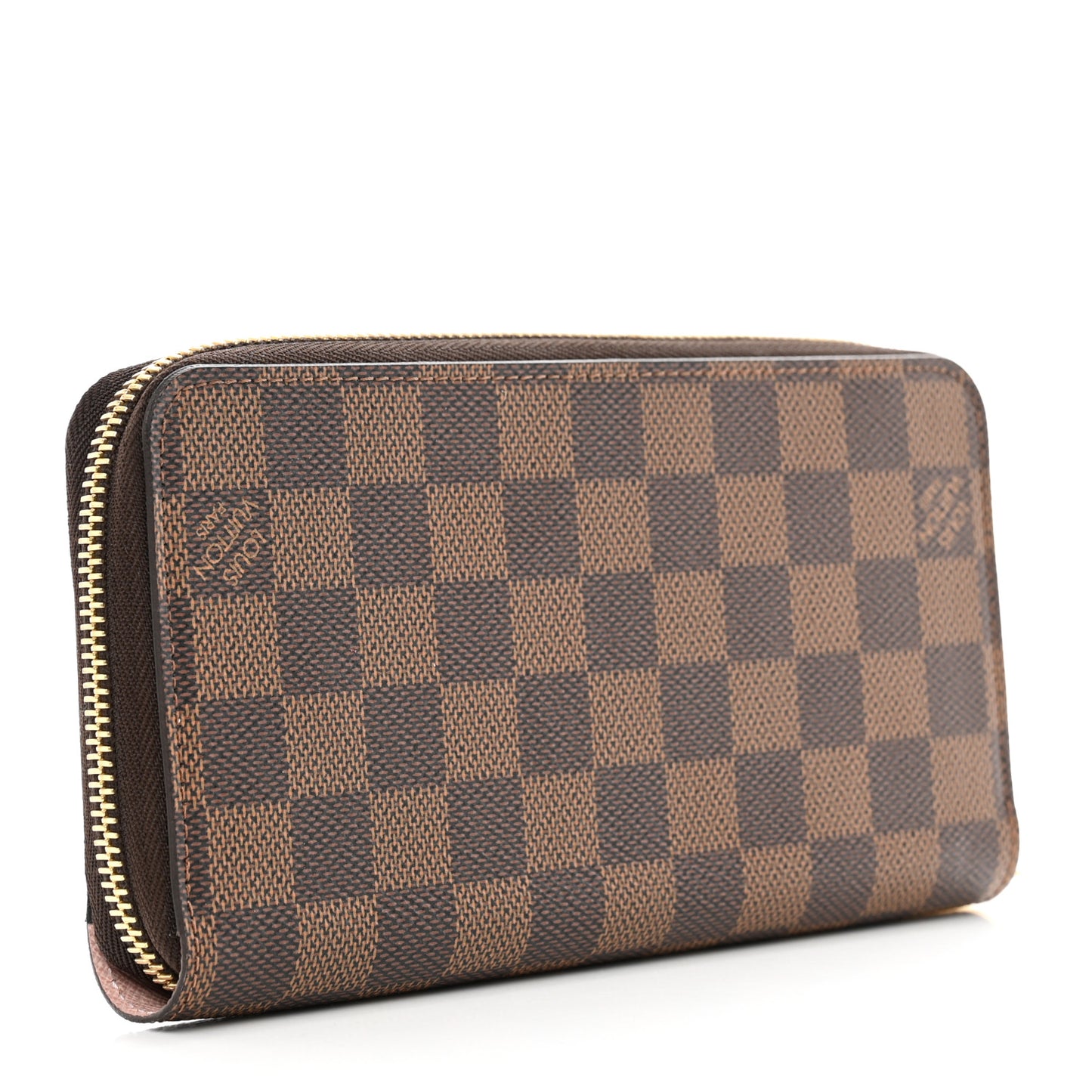 Damier Ebene Zippy Wallet Rose Ballerine