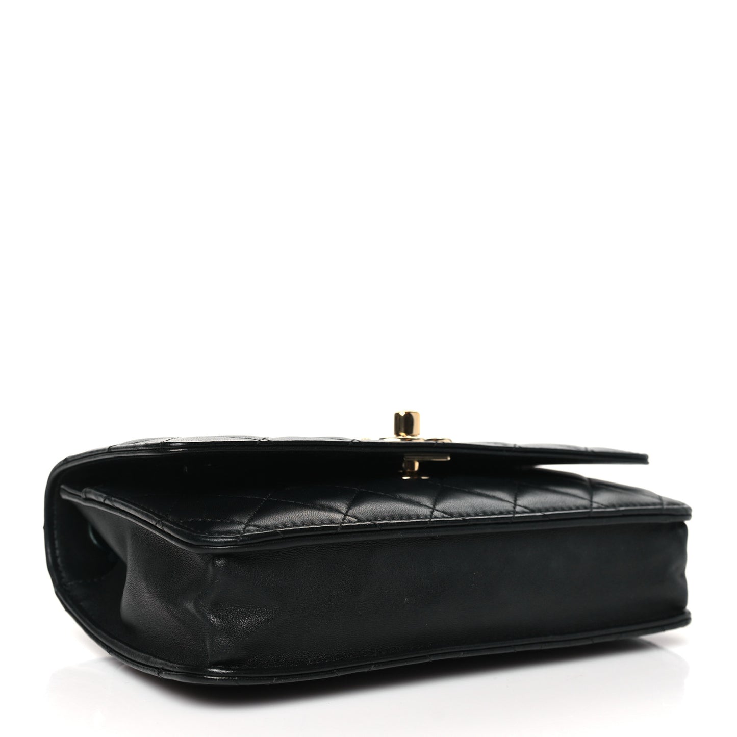 Lambskin Quilted Trendy CC Wallet On Chain WOC Black