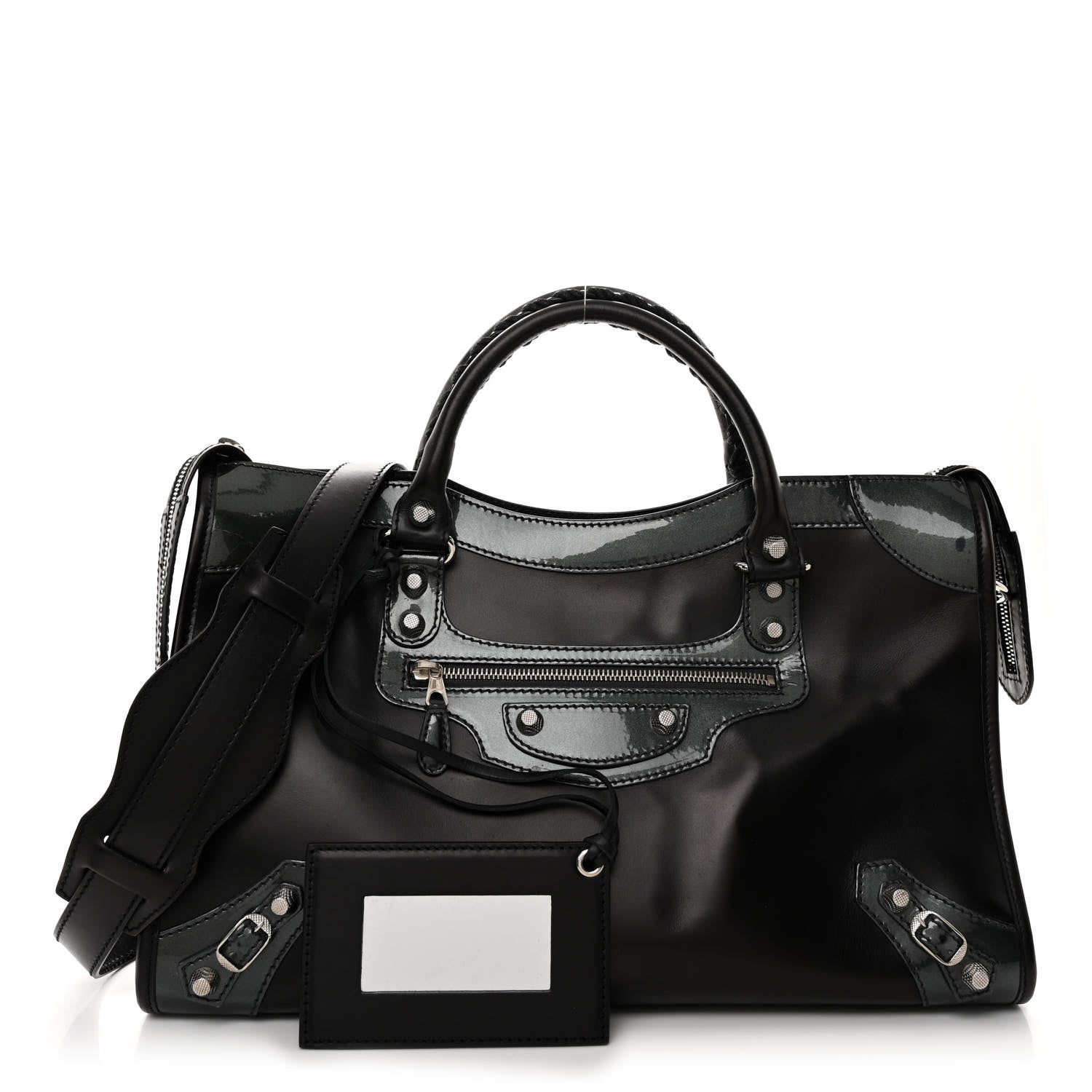 Balenciaga Smooth Calfskin Metallic Patent Giant 12 Silver Hardware City Black Gris 1 of 14