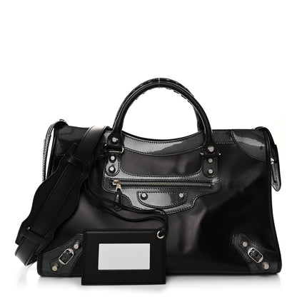Balenciaga Smooth Calfskin Metallic Patent Giant 12 Silver Hardware City Black Gris 1 of 14