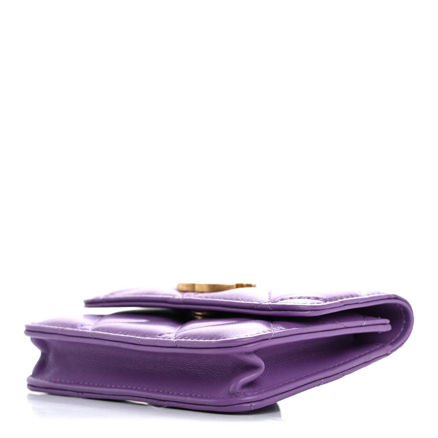 Chanel Lambskin Enamel Quilted Pending Clutch With Chain Purple 11 of 11