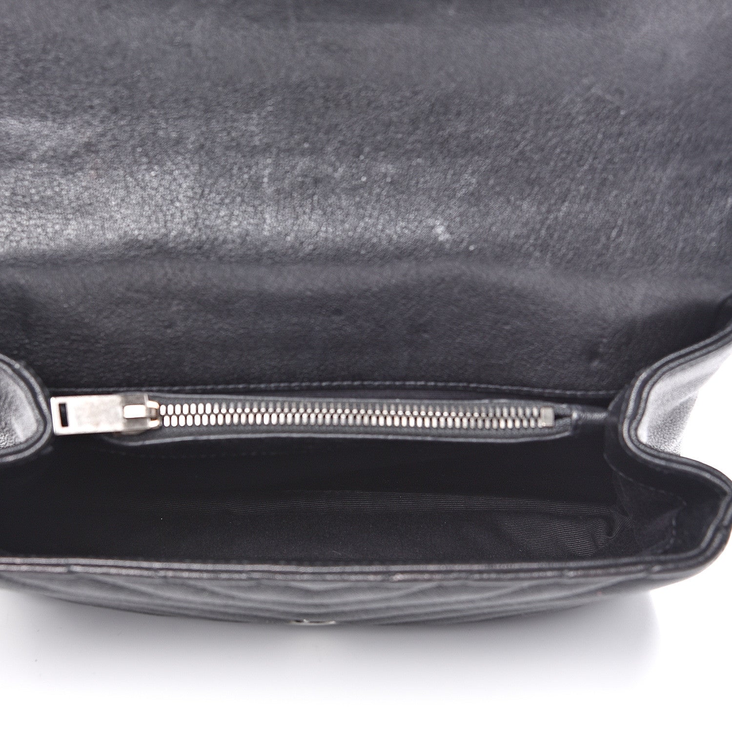 Saint Laurent Sheepskin Matelasse Chevron Monogram Medium College Bag Black 4 of 12