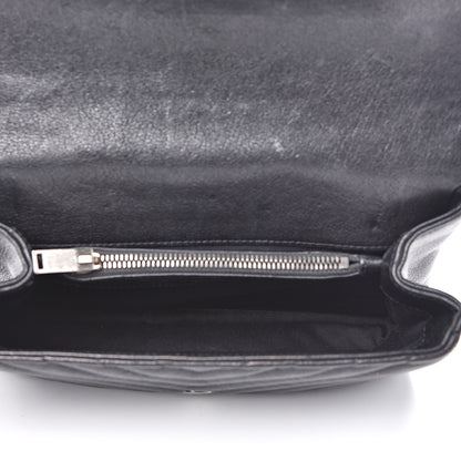 Saint Laurent Sheepskin Matelasse Chevron Monogram Medium College Bag Black 4 of 12