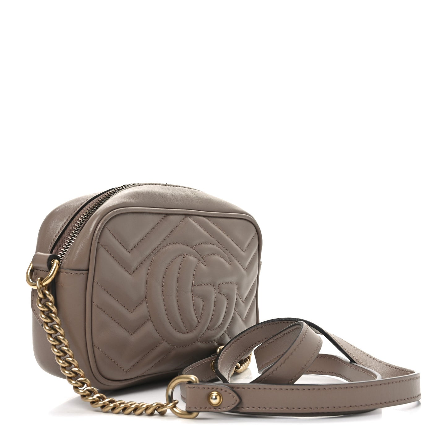 Calfskin Matelasse Mini GG Marmont Chain Shoulder Bag Porcelain Rose
