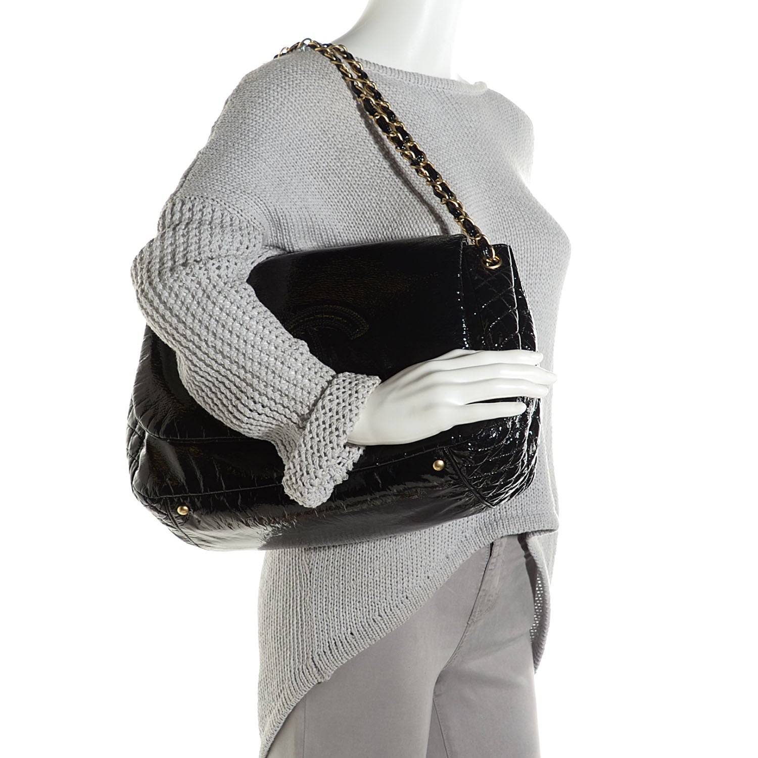 Chanel Vinyl Rock and Chain XL Flap Black 2 of 8