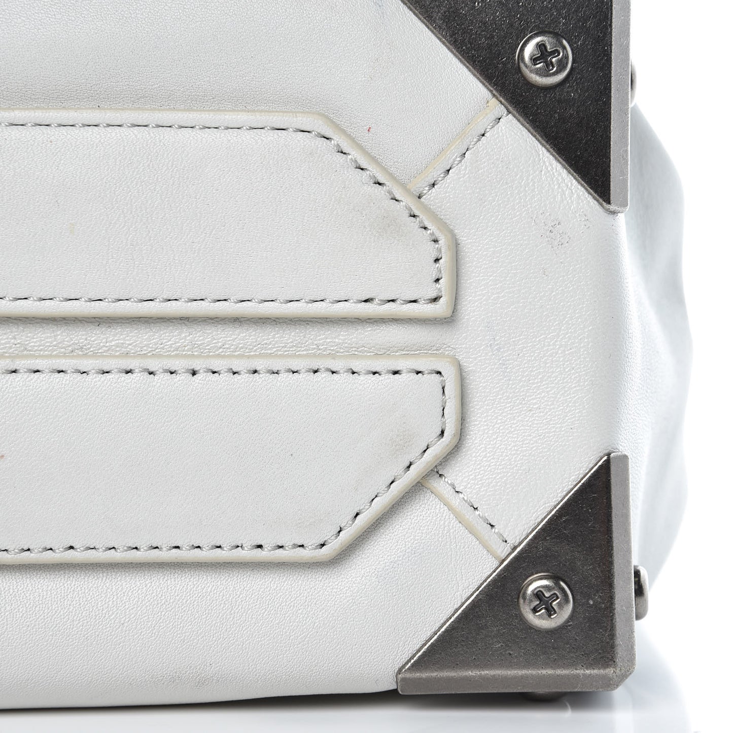 Pebbled Calfskin Prisma Skeletal Tote White