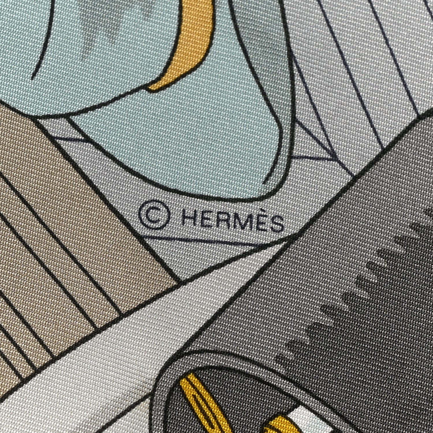 Hermes Silk Mystere Au 24 Faubourg Scarf Mastic Rose Poudre Gris Bleu 2 of 3