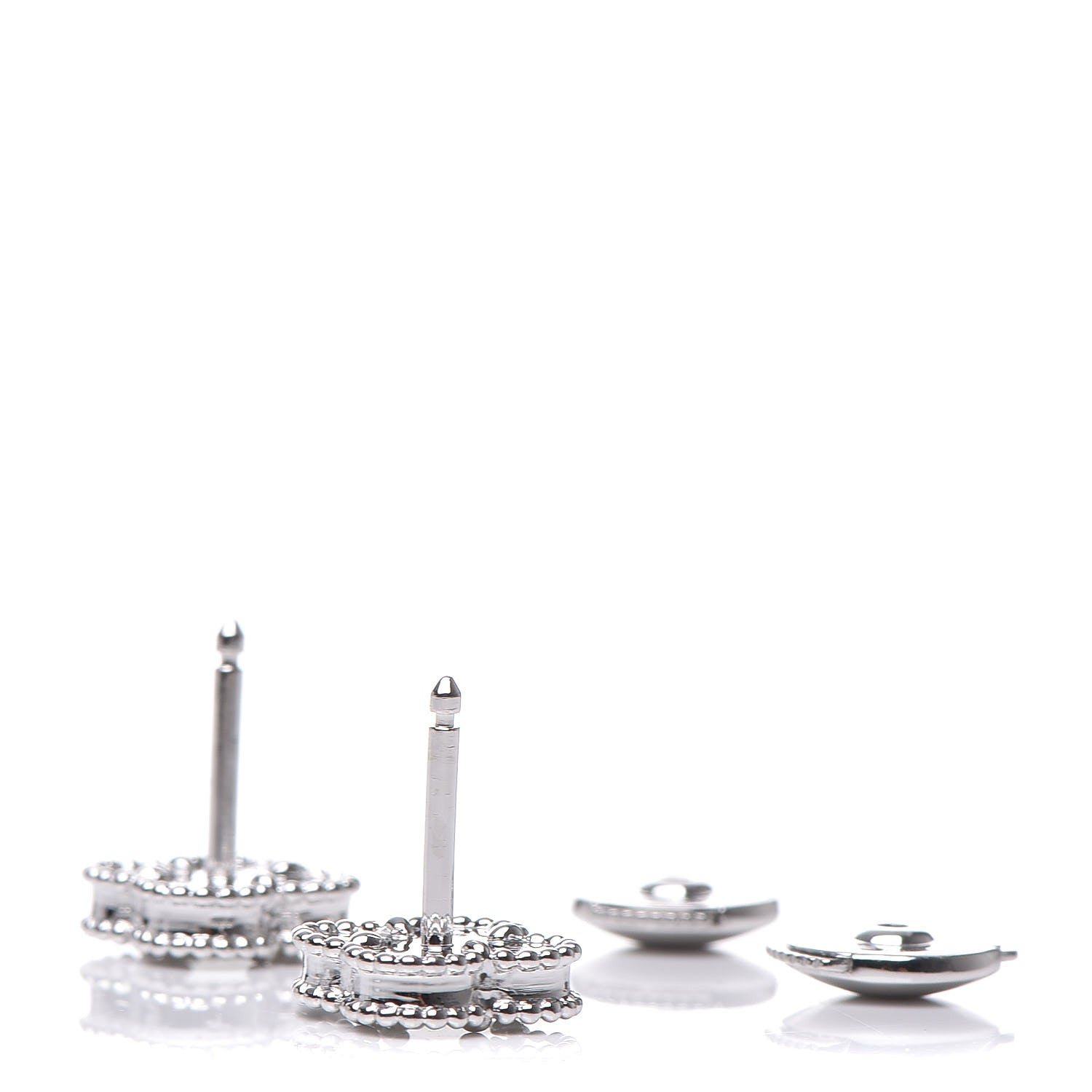 Van Cleef & Arpels 18K White Gold Mother of Pearl Sweet Alhambra Earrings 3 of 6