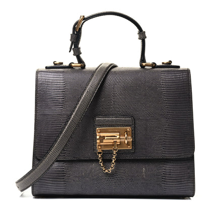Dolce & Gabbana Lizard Calfskin Embossed Medium Monica Top Handle Bag Grey 1 of 4
